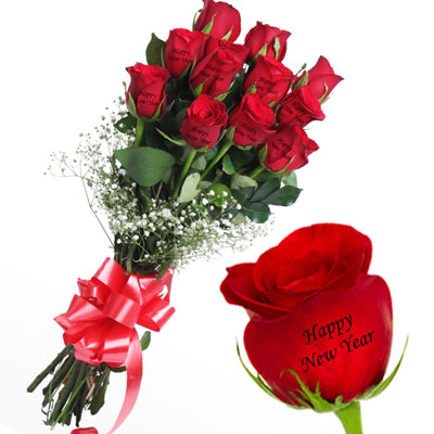 "Talking Roses (Print on Rose) (12 Red Roses) - Happy New Year - Click here to View more details about this Product